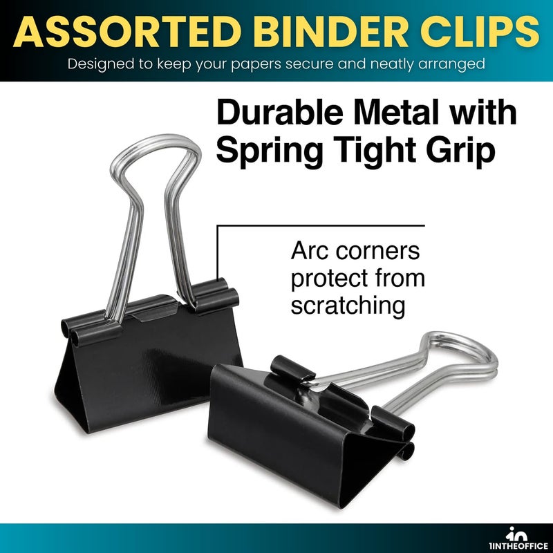 1InTheOffice Binder Clips Assorted Sizes, Assorted Binder Clips, Binder Paper Clips, Small and Medium Sizes, Black, 60 Pack - Image 3